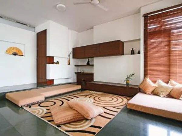 Elegant bedroom interior design with natural stone accents