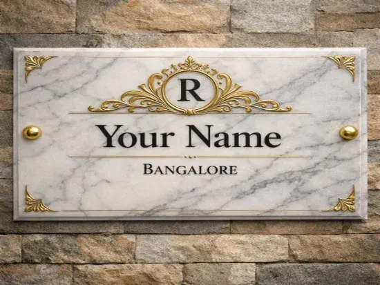 Custom marble name plates for homes, villas and commercial buildings